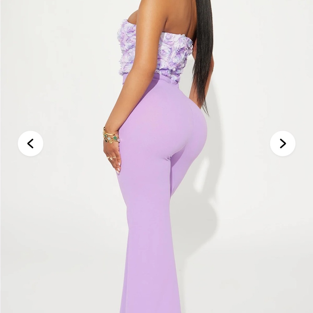 Lavender Strapless Jumpsuit with Floral Bodice - Picture 2 of 5